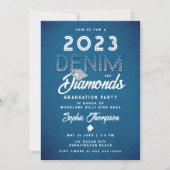Denim Diamonds Foto Modern Chic Graduation Party Kaart (Voorkant)