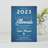 Denim Diamonds Foto Modern Chic Graduation Party Kaart (Staand voorkant)