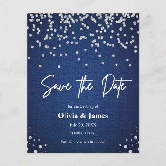 Denim & Diamonds Fotobruiloft Save the Date Kaart (Voorkant)