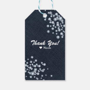 Denim & Diamonds Gestrooide Bling Feest Favor Cadeaulabel