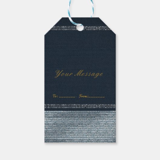 Denim & Diamonds Glam Bling Chic Elegant Favor Cadeaulabel (Voorkant)