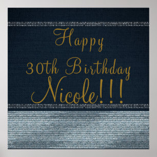 Denim & Diamonds Glam Bling Chic Feest Banner Poster