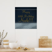Denim & Diamonds Glam Bling Chic-feestbanner Poster (Keuken)