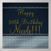 Denim & Diamonds Glam Bling Chic Party Banner Poster (Voorkant)