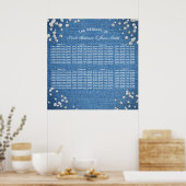 Denim & Diamonds Glam Bling Chic Table Seating Poster (Keuken)
