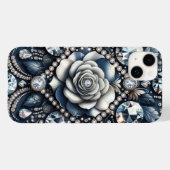 Denim & Diamonds Glam Bling Roos Juwelen Case-Mate iPhone Case (Achterkant (horizontaal))