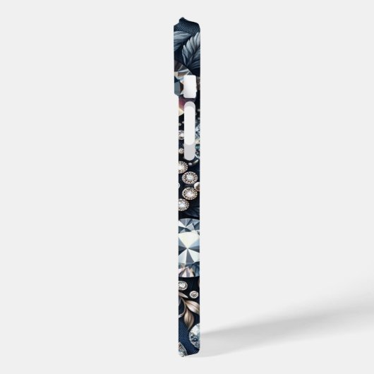 Denim & Diamonds Glam Bling Roos Juwelen Case-Mate iPhone Case (Achterkant / Links)