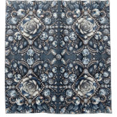 Denim & Diamonds Glam Bling Roos Juwelen Douchegordijn (Voorkant)