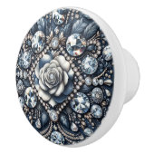 Denim & Diamonds Glam Bling Roos Juwelen Keramische Knop (Rechts)