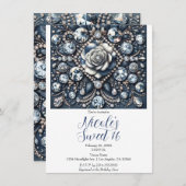 Denim & Diamonds Glam Bling Roos Sweet 16 Verjaard Kaart (Voorkant / Achterkant)