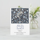 Denim & Diamonds Glam Bling Roos Sweet 16 Verjaard Kaart (Staand voorkant)