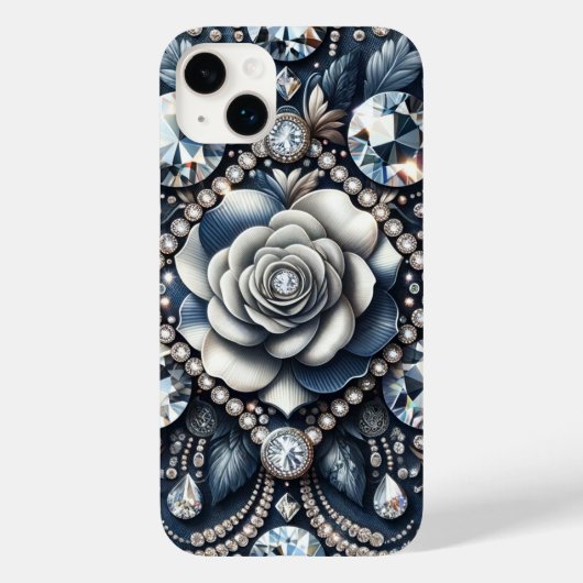 Denim & Diamonds Glam Bling Roze Juwelen Case-Mate iPhone Case (Achterkant)