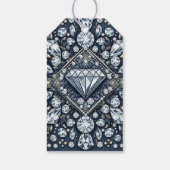 Denim & Diamonds Glam Bling Roze Verjaardagsfeest Cadeaulabel (Achterkant)