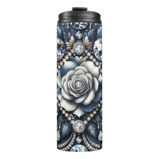 Denim & Diamonds Glam Bling Rozen Sieraden Thermosbeker (Voorkant)
