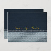 Denim & Diamonds Glam Bling Save the Date Party Aankondigingskaart (Voorkant / Achterkant)