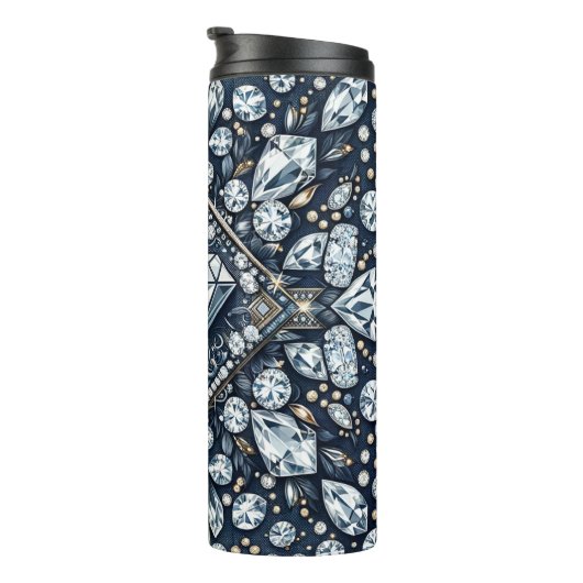 Denim & Diamonds Glam Bling Thermosbeker (Geroteerd rechts)