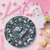 Denim & Diamonds Glam Bling Verjaardagsfeest Papieren Bordje (Feest)