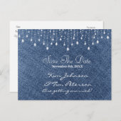Denim & Diamonds Glam Country Save Date Briefkaart (Voorkant / Achterkant)