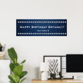 Denim & Diamonds Glam Custom Birthday Party Banner Poster (Thuiskantoor)