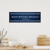 Denim & Diamonds Glam Custom Birthday Party Banner Poster (Keuken)