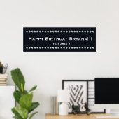Denim & Diamonds Glam Custom Birthday Party Banner Poster (Thuiskantoor)