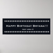 Denim & Diamonds Glam Custom Birthday Party Banner Poster (Voorkant)