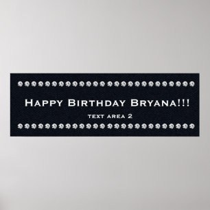 Denim & Diamonds Glam Custom Birthday Party Banner Poster