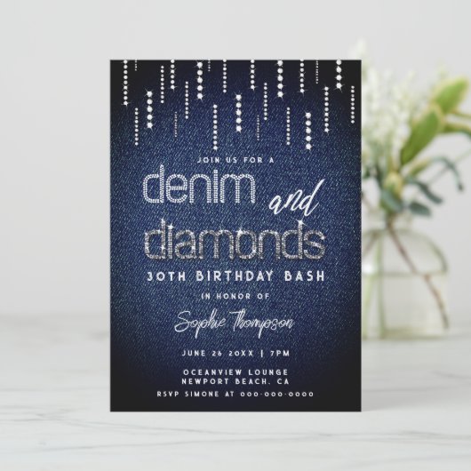 Denim Diamonds Glam Drip Classy Chic 30ste verjaar Kaart (Staand voorkant)