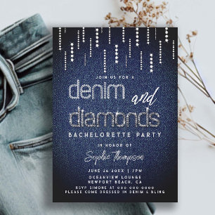 Denim Diamonds Glam Drip Classy Chic Bachelorette Kaart