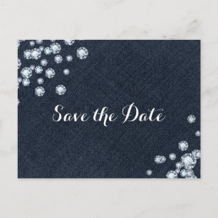Denim & Diamonds Glam Feest Opslagkaart Aankondigingskaart