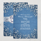 Denim & Diamonds Glam Gestrooide Bling Uitnodiging (Voorkant / Achterkant)