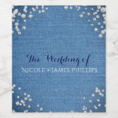 Denim & Diamonds Glam Gestrooide Bling Wijnlabels Wijn Etiket (Enkel label)