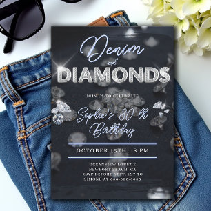 Denim Diamonds Glam Glow Classy 30e verjaardag Kaart