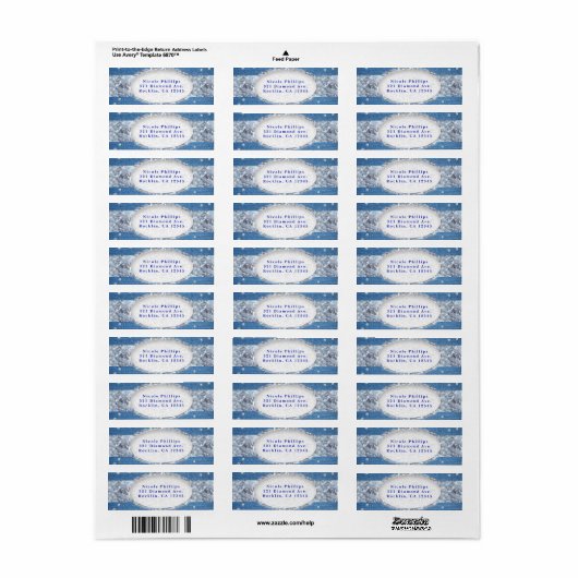 Denim & Diamonds Glam Scattered Bling Invitation Etiket (Full Sheet)