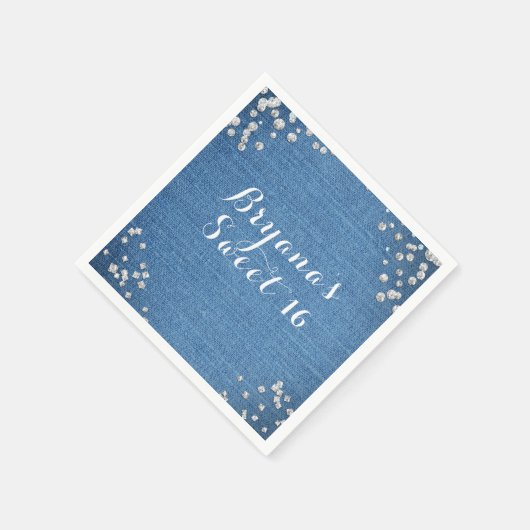 Denim & Diamonds Glam Scattered Bling Party Servet (Hoek)