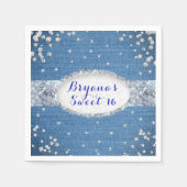Denim & Diamonds Glam Scattered Bling Party Servetten (Voorkant)