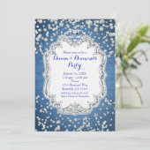 Denim & Diamonds Glam Scattered Bling-uitnodiginge Kaart (Staand voorkant)