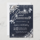 Denim Diamonds Glam Script Classy 30e verjaardag Kaart (Voorkant)