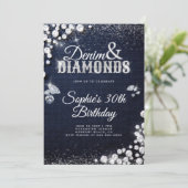 Denim Diamonds Glam Script Elegant 30ste verjaarda Kaart (Staand voorkant)