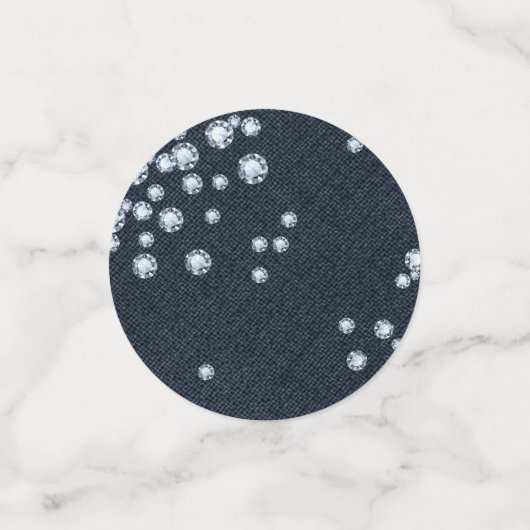 Denim & Diamonds Glam Sparkle Chic Verjaardagsfees Confetti (Kleine voorkant)