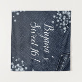 Denim & Diamonds Glam Verjaardagsfeestje Achtergro Wandkleed (Voorkant (horizontaal))