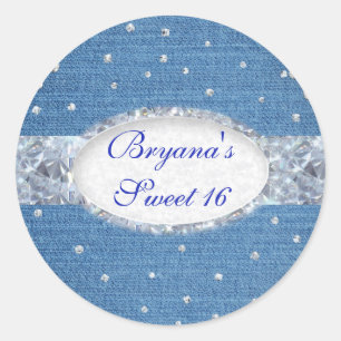 Denim & Diamonds Glam Verspreid Bling Favor Ronde Sticker