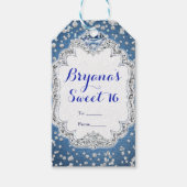 Denim & Diamonds Glam Verspreide Bling Party Favor Cadeaulabel (Voorkant)