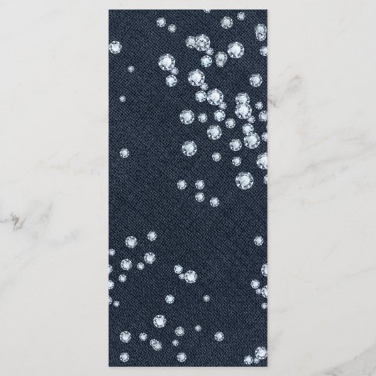 Denim & Diamonds Glamour Chic Event Menu Kaart (Achterkant)