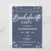 Denim Diamonds Glitter Bling Elegant Bachelorette Kaart (Voorkant)