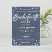 Denim Diamonds Glitter Bling Elegant Bachelorette Kaart (Staand voorkant)