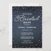 Denim Diamonds Glitter Blue Elegant Bridal Bash Kaart (Voorkant)
