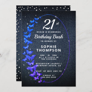 Denim Diamonds Glitter Butterflies Kaart