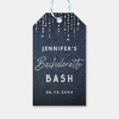 Denim Diamonds Glitter Drippings Navy Bachelorette Cadeaulabel (Achterkant)