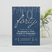 Denim Diamonds Glitter Drips 40e verjaardagsfeestj Kaart (Staand voorkant)